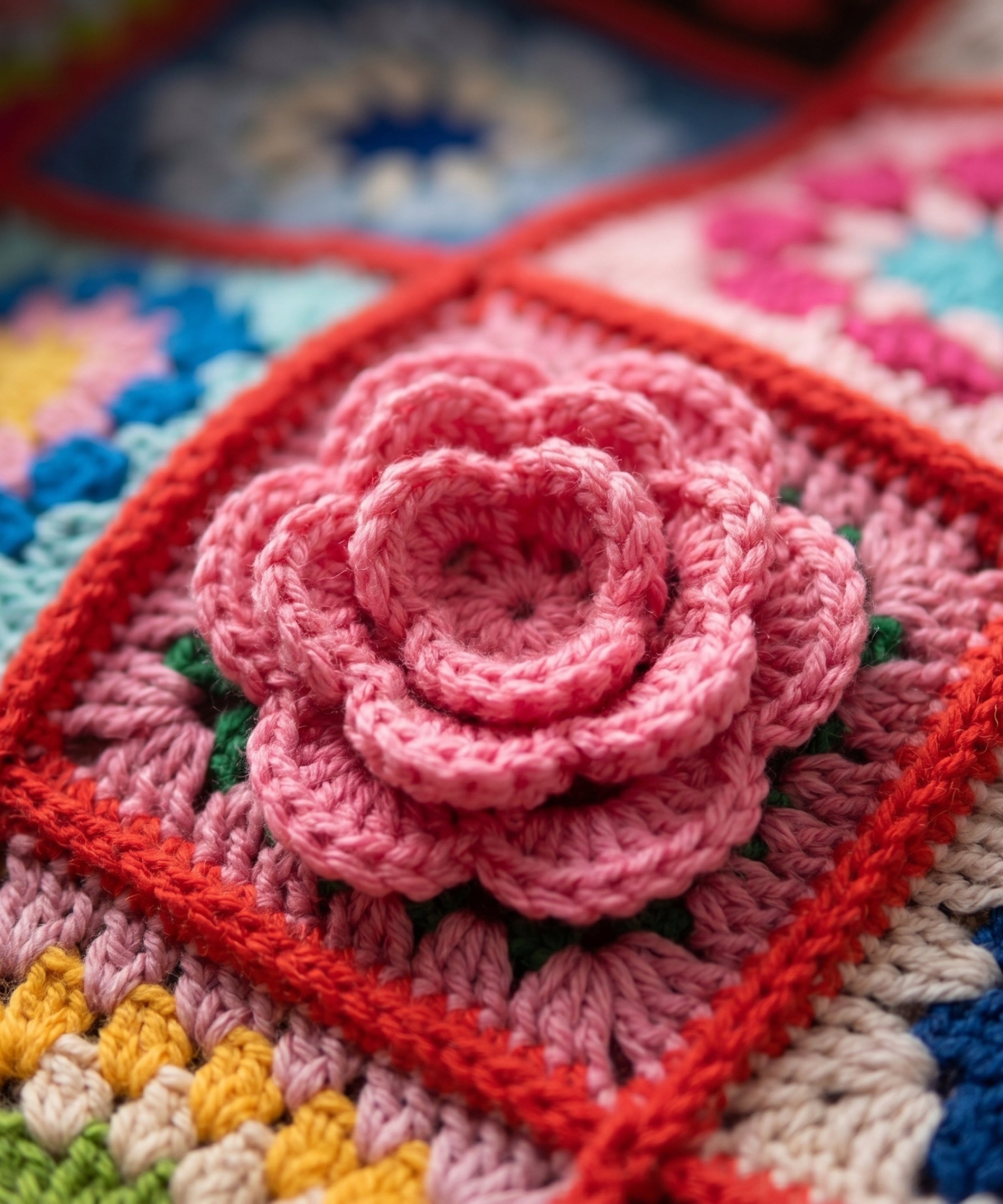 Sedona Scarlet Granny Square Hırka