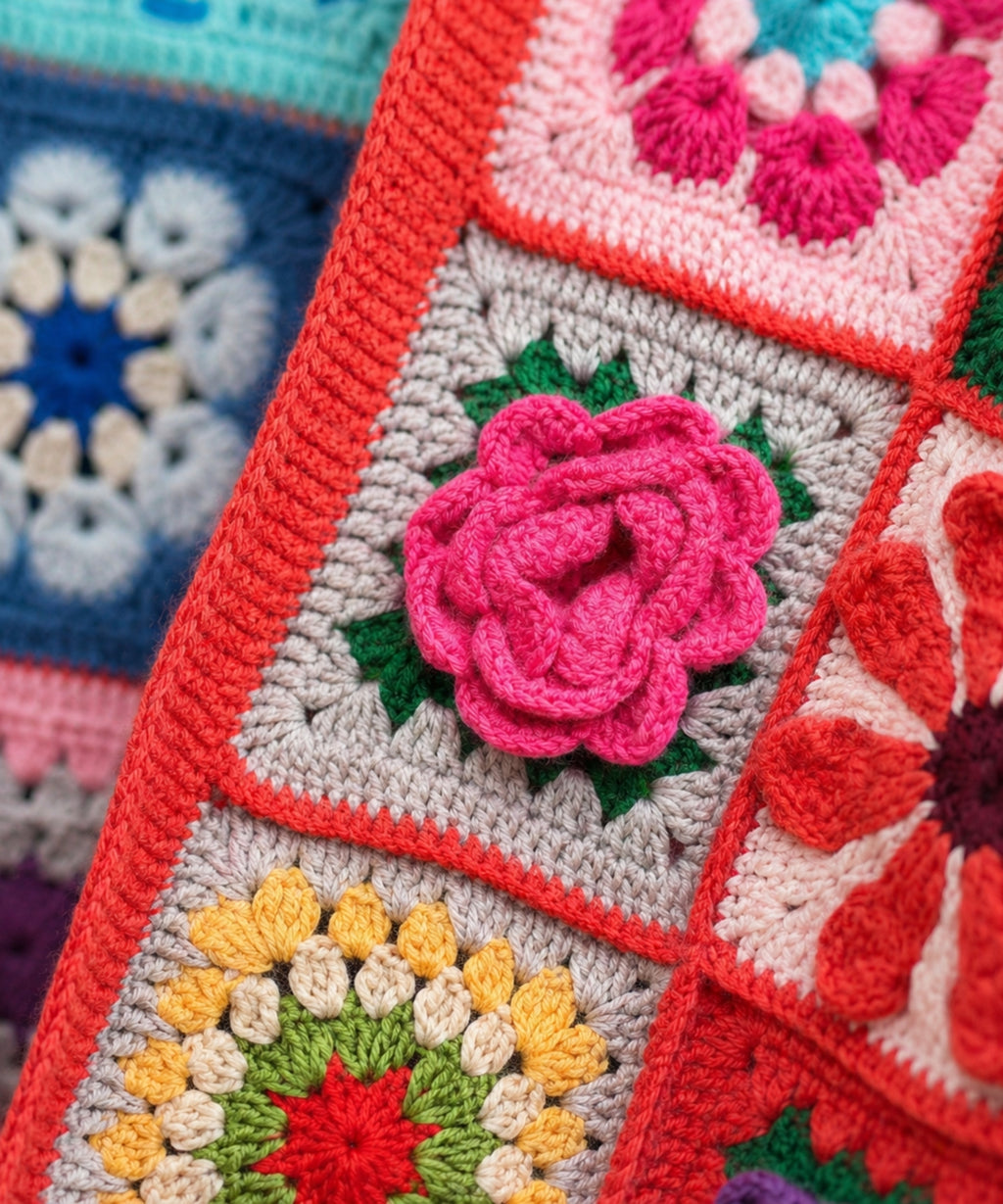 Sedona Scarlet Granny Square Hırka