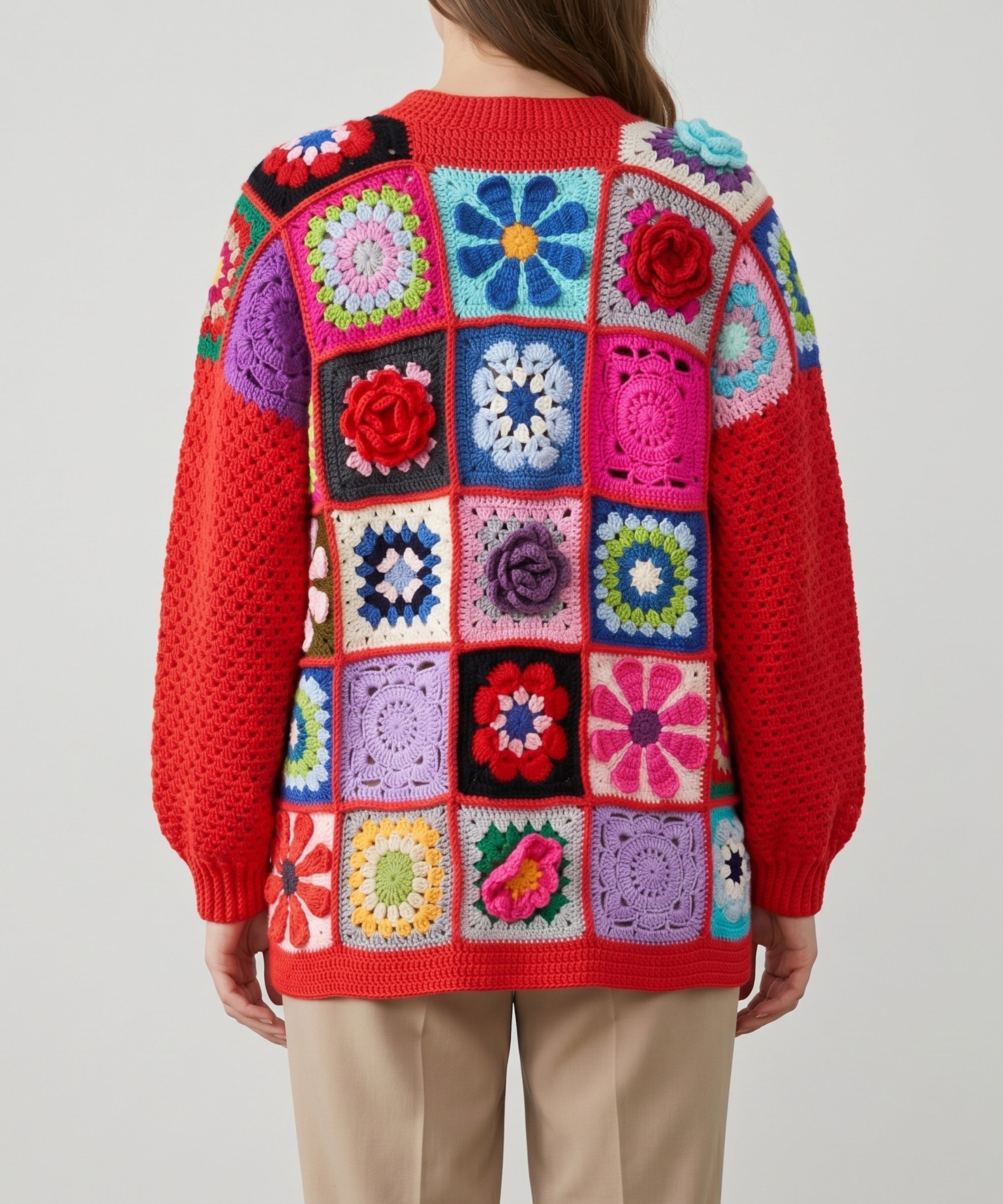 Sedona Scarlet Granny Square Hırka
