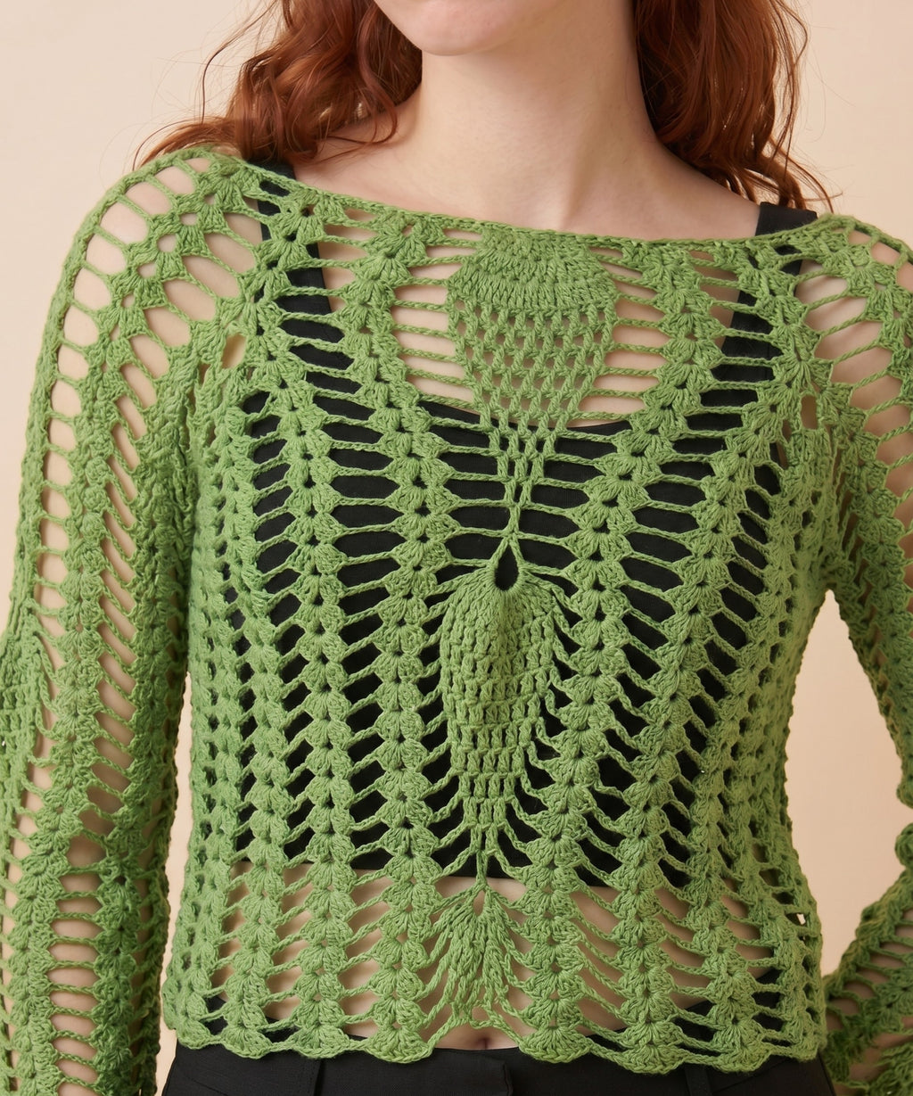 Dolcedo Olive Mesh Pullover