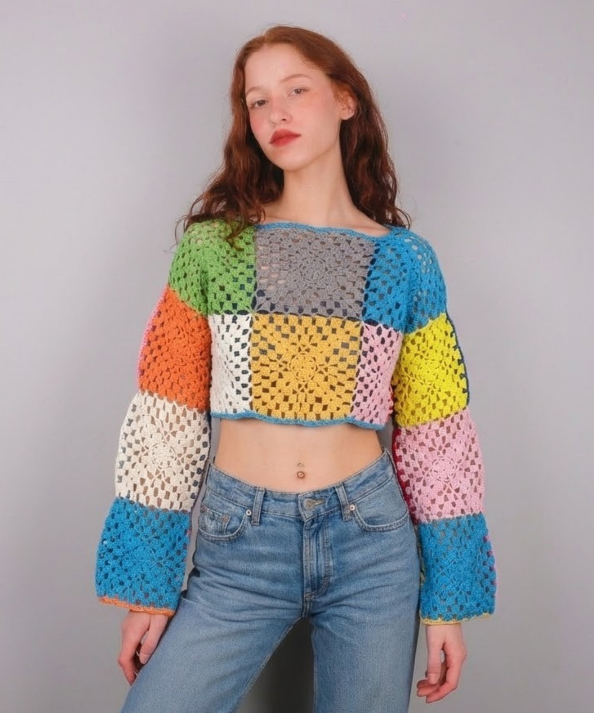 Burano Granny Square Uzun Kollu Crop