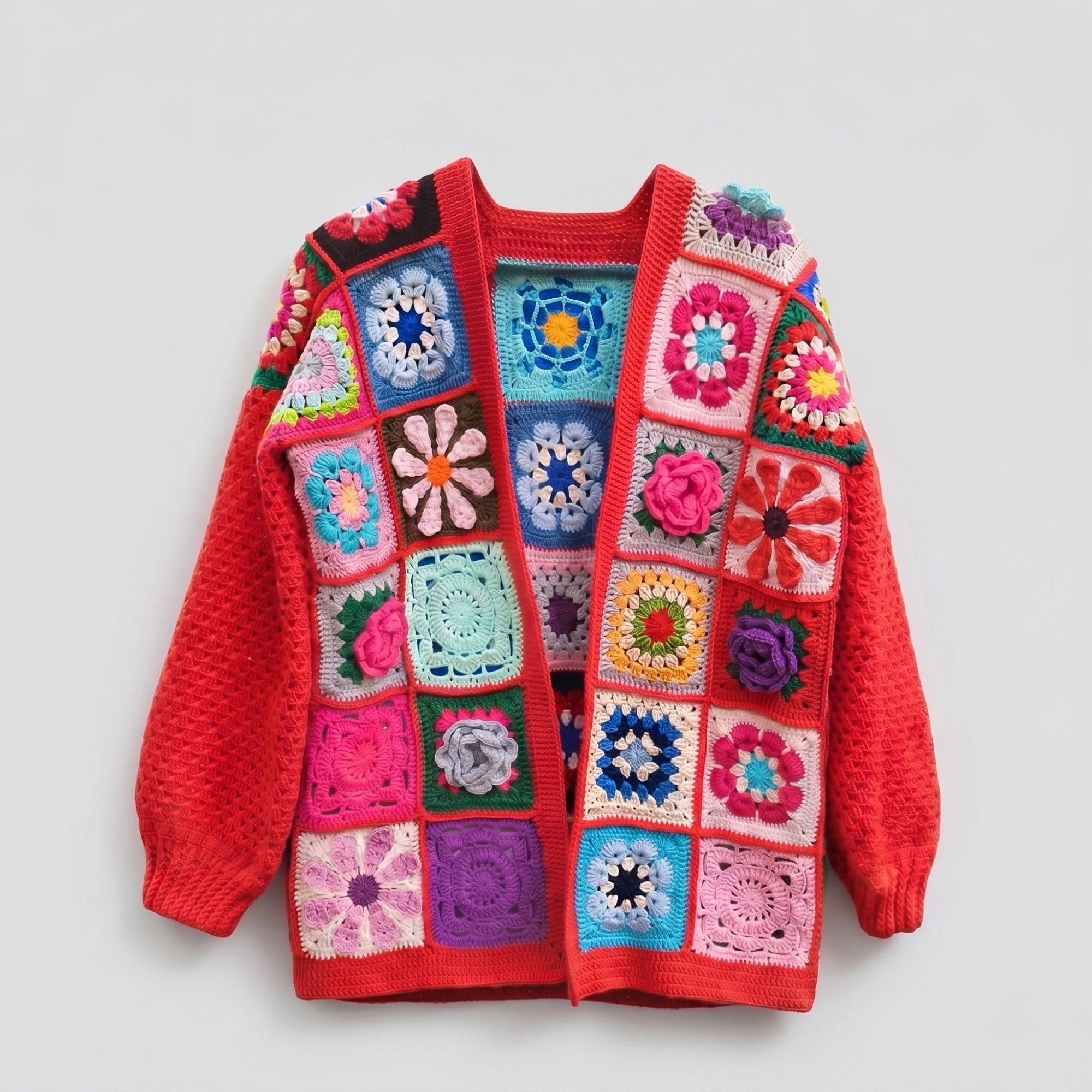 Sedona Scarlet Granny Square Hırka