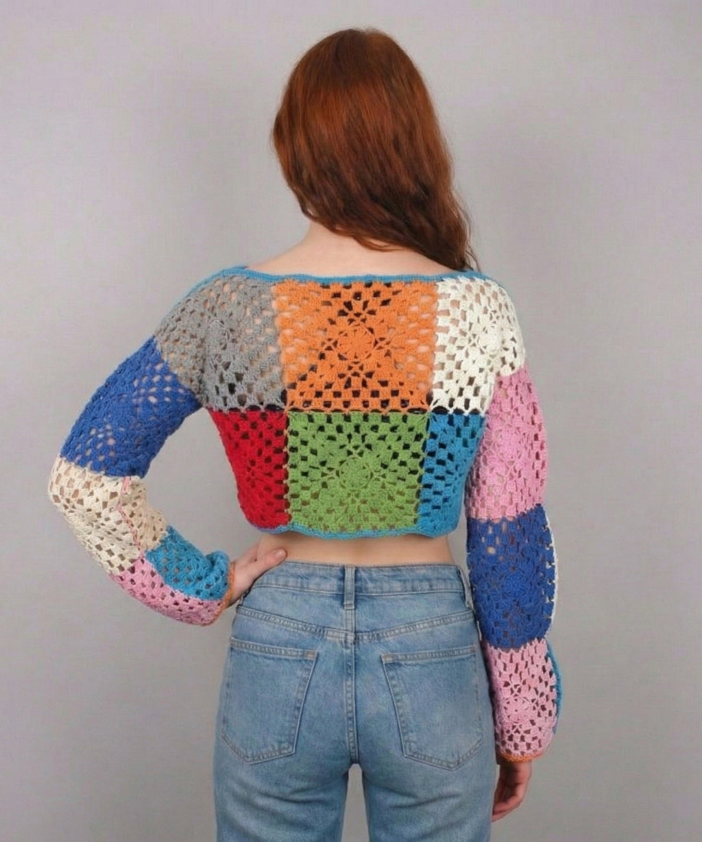 Burano Granny Square Uzun Kollu Crop