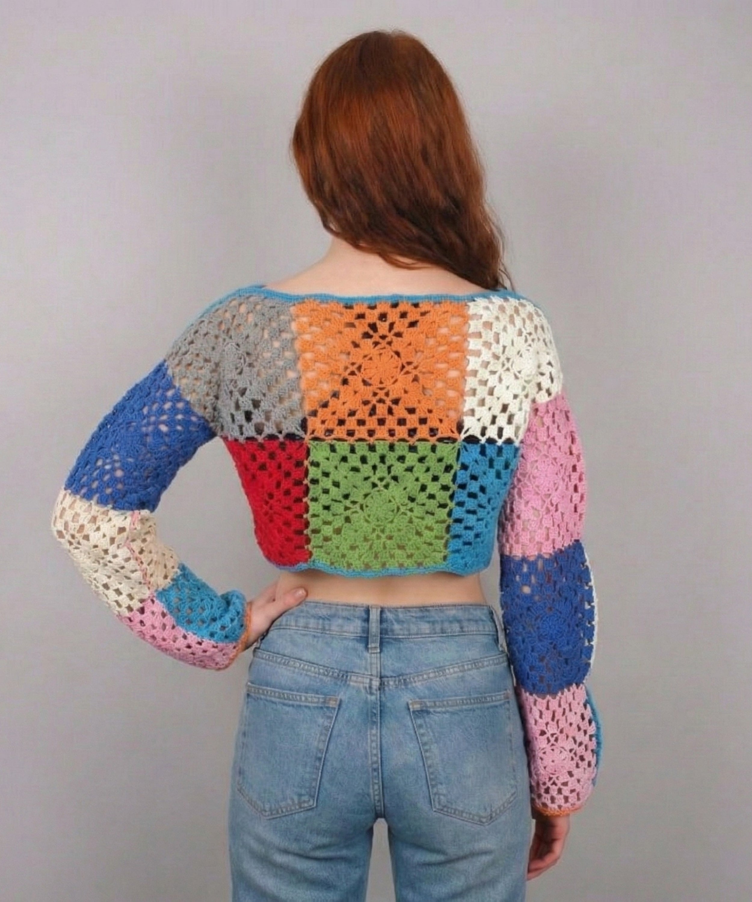 Burano Granny Square Uzun Kollu Crop